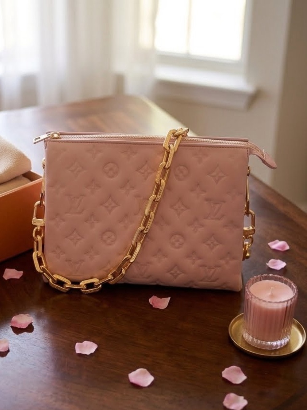 Louis Vuitton Rose Pink Monogram Coussin PM Lambskin Handbag 3 Way M59276 NEW